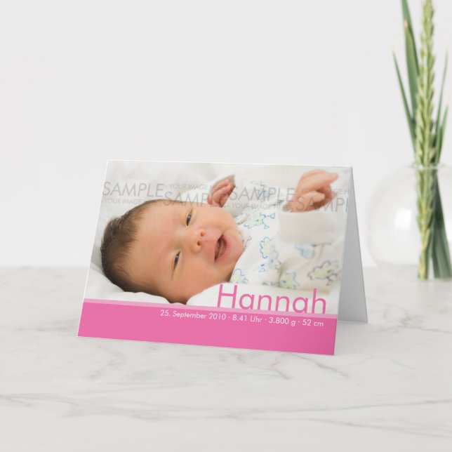 Godisen färgar rosa Geburtskarte - babymeddelande Meddelande (Framsida)