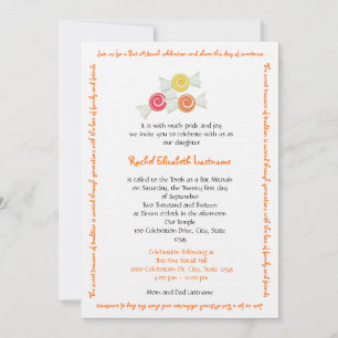 Godisen uppskattar bat mitzvah inbjudningar