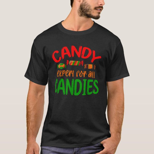 Godisexpert för alla godisar Candy Cane  T Shirt (Framsida)