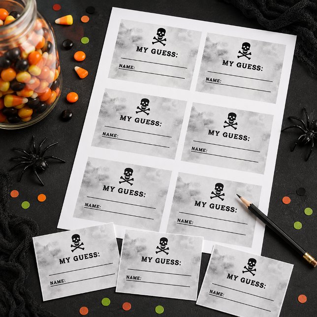 Godisgissningslek-kort Halloween-födelsedagsfest (Halloween party game sheet)