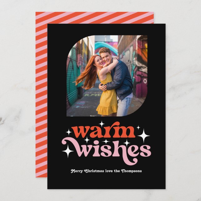 Godisrand Modern Retro Jul Foto Julkort (Fram/baksida)