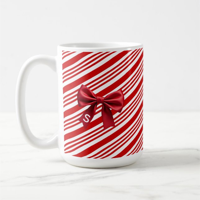 Godisrandstripigt rött band Julfirande jul  Kaffemugg (Vänster)