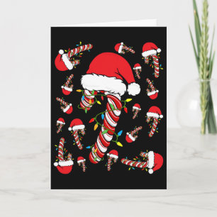 Godisstav Glad Och Ljus Röd Och Vit Kul Jul Kort