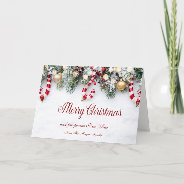 Godisstav,Granar,Bollar Helgkort (Framsida)