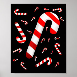 Godisstav Merry And Bright Röd Och Vit Godis Poster