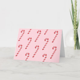 Godisstav röd vita ränder på rosa akrylmålning tack kort
