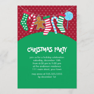 Godisstavar och strumpor Julfest Inbjudningar