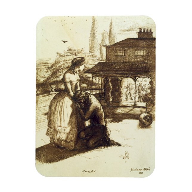 Godkänd, 1853 (penna och brunt bläck på papper) magnet (Vertikal)