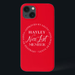 Godkänd av jultomten<br><div class="desc">Är du på den trevliga listan? Den här julklappen har ett festligt godkänt av jultomtens medlemssäl. Endast texten i namn kan redigeras. Färg i hela texten kan ändras med hjälp av knappen "Anpassa den" ovan.</div>