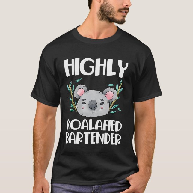 Godkänd Bartender Cute Koala Bear T Shirt (Framsida)