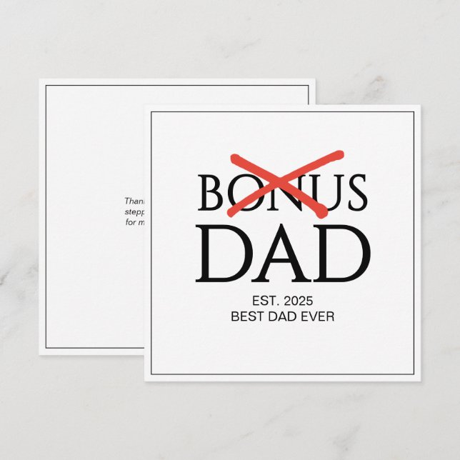 Godkänd BONUS PAPPAN Established Fars Dag Kort (Fram/baksida)