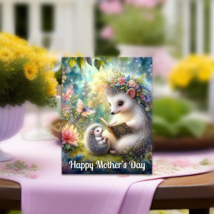 Godkänd Hedgehog Mamma och Baby Mors dag Kort