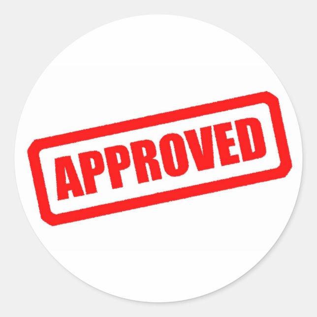 Godkänd Runt Klistermärke (Framsida)