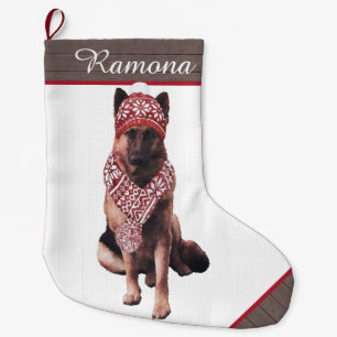 Godkänd tysk herde i Santa Hat Stor Julstrumpa