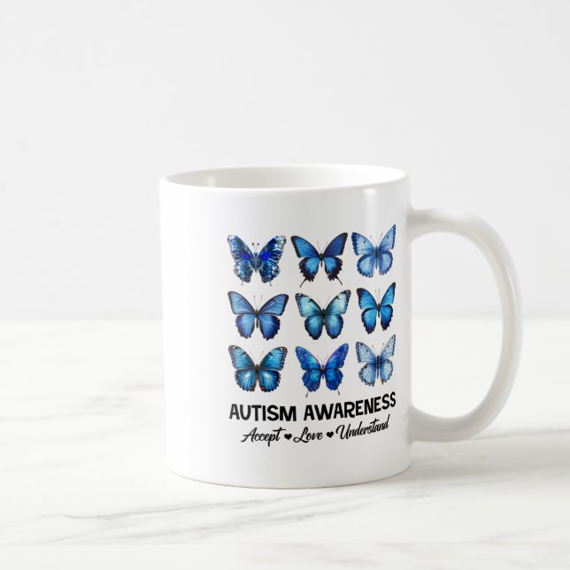 Godkänn Kärlek Autism Awareness Butterfly Kaffemugg (Höger)