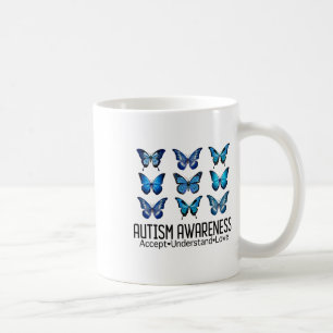 Godkänn Kärlek Autism Awareness Butterfly Kaffemugg