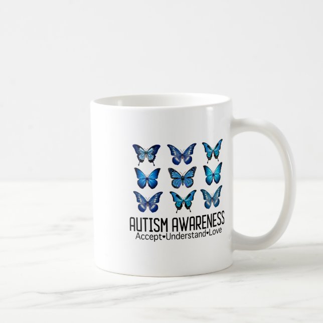 Godkänn Kärlek Autism Awareness Butterfly Kaffemugg (Höger)