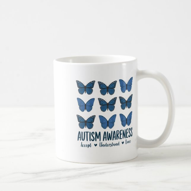 Godkänn Kärlek Autism Awareness Butterfly Kaffemugg (Höger)