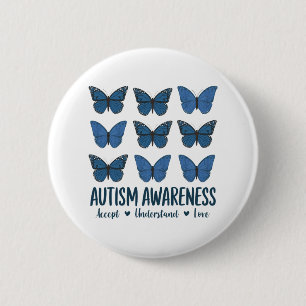 Godkänn Kärlek Autism Awareness Butterfly Knapp
