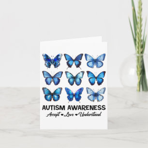 Godkänn Kärlek Autism Awareness Butterfly Kort