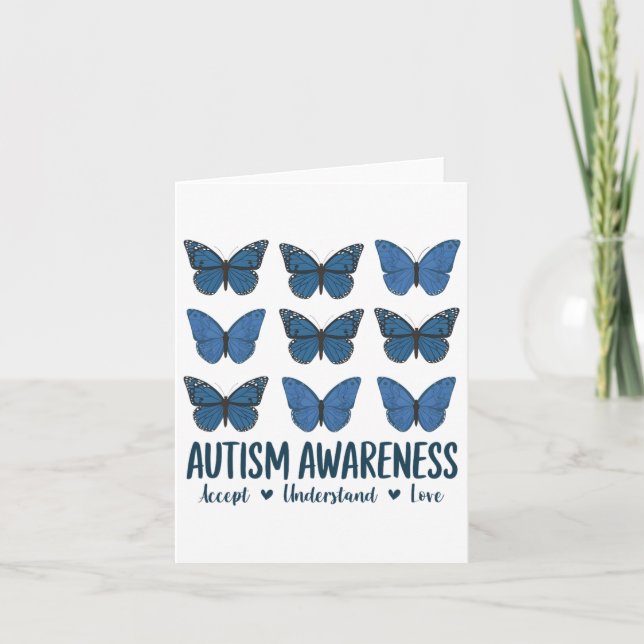 Godkänn Kärlek Autism Awareness Butterfly Kort (Framsida)