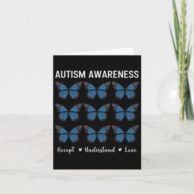 Godkänn Kärlek Autism Awareness Butterfly Kort (Framsida)