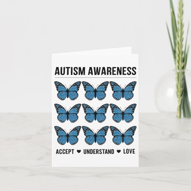 Godkänn Kärlek Autism Awareness Butterfly Kort (Framsida)