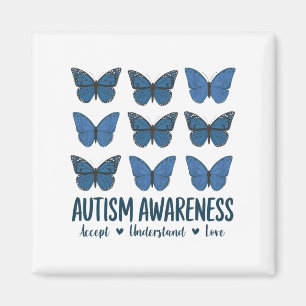 Godkänn Kärlek Autism Awareness Butterfly Magnet