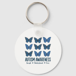 Godkänn Kärlek Autism Awareness Butterfly Nyckelring
