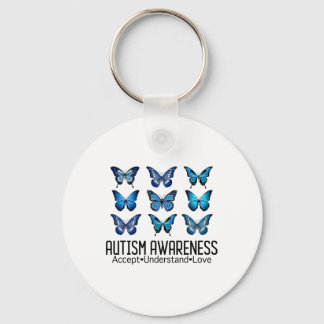 Godkänn Kärlek Autism Awareness Butterfly Nyckelring
