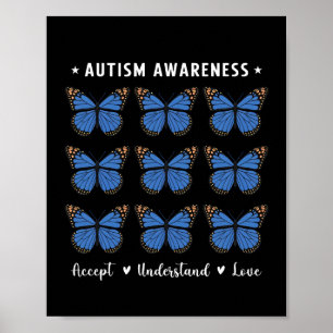 Godkänn Kärlek Autism Awareness Butterfly Poster