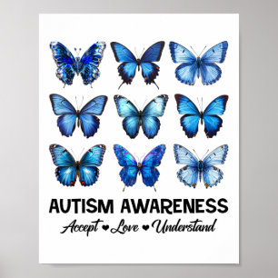 Godkänn Kärlek Autism Awareness Butterfly Poster