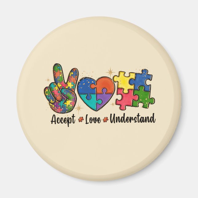 Godkänn Kärlek - Känsla för autism Magnet (Framsidan)