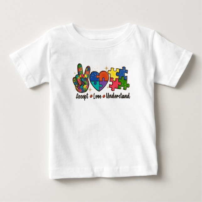 Godkänn Kärlek - Känsla för autism T Shirt (Framsida)