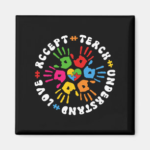 Godkänn Teach Understand Autism Awarenes Kärlek Ap Magnet