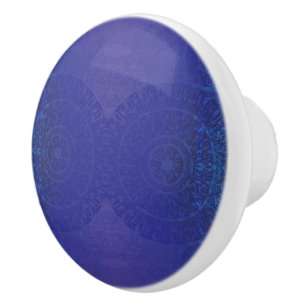 Godkännande   Blue Indigo Violet Boho Medallions Knopp
