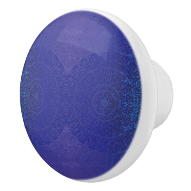Godkännande | Blue Indigo Violet Boho Medallions Knopp (Höger)