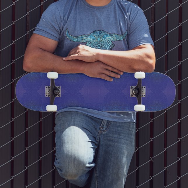Godkännande | Blue Indigo Violet Boho Medallions Mini Skateboard Bräda 18,5 Cm (Utomhus 3)