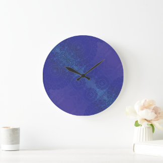 Godkännande | Blue Indigo Violet Boho Medallions Stor Klocka