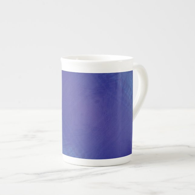 Godkännande | Blue Indigo Violet Shibori Mönster Benporslin Mugg (Framsida höger)