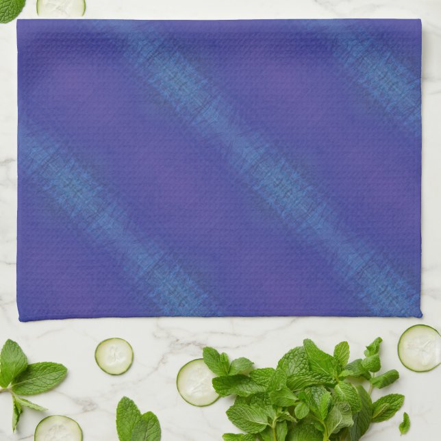 Godkännande | Blue Indigo Violet Shibori Mönster Kökshandduk (Vikta)