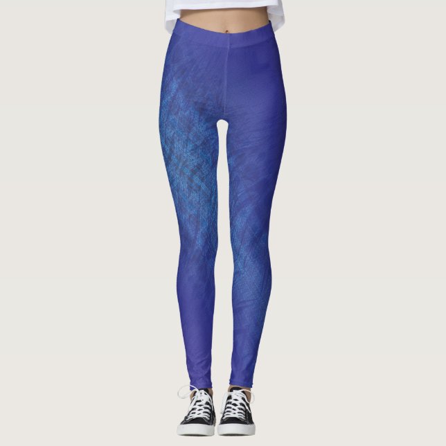 Godkännande | Blue Indigo Violet Shibori Mönster Leggings (Framsida)