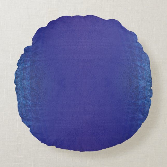 Godkännande | Blue Indigo Violet Shibori Mönster Rund Kudde (Framsidan)