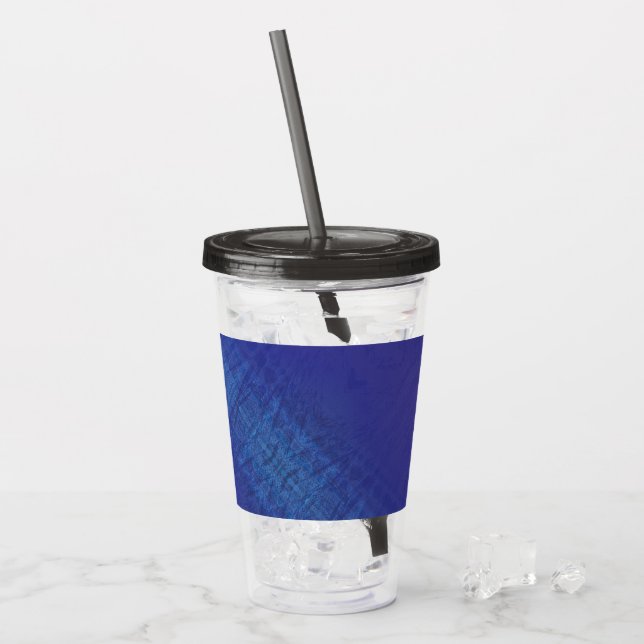 Godkännande | Blue Indigo Violet Shibori Mönster Take Away Mugg (Framsida Ice)