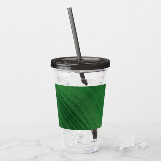 Godkännande | Grönt Eclectic Boho Mönster Take Away Mugg (Framsida Ice)