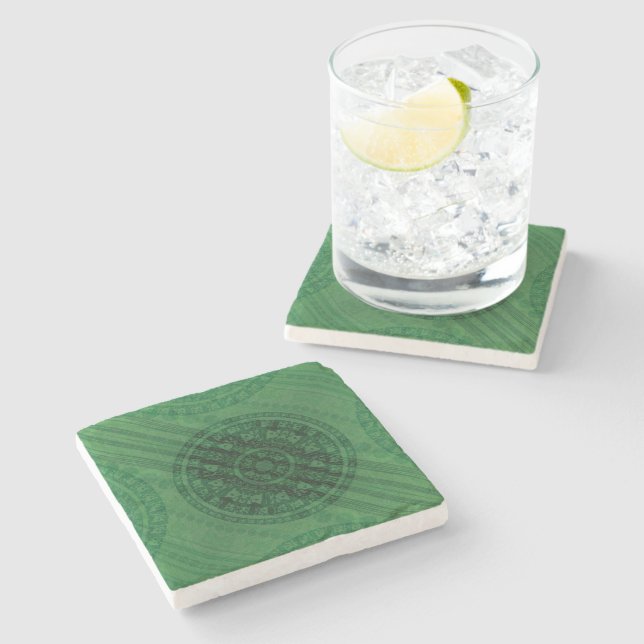 Godkännande | Grönt Meditation Medallions Stenunderlägg (Sidan)