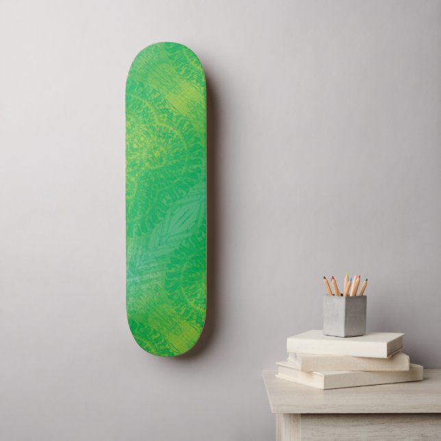 Godkännande | Gult Grönt Blue Boho Medallions Mini Skateboard Bräda 18,5 Cm (Väggkonst)