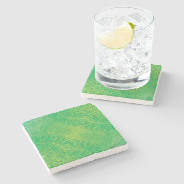 Godkännande | Gult Grönt Blue Boho Medallions Stenunderlägg (Sidan)