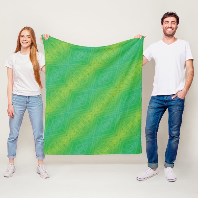 Godkännande | Gult Grönt Blue Shibori Mönster Fleecefilt (På plats)