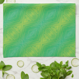 Godkännande Gult Grönt Blue Shibori Mönster Kökshandduk